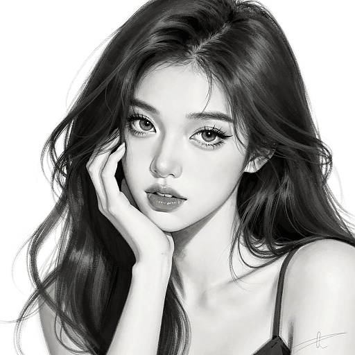 Grayscale Portrait of Mysterious Woman