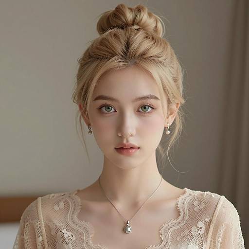 Portrait of Young Woman with Blonde Updo