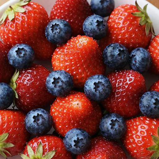 Fresh Strawberries and Blueberries Close-Up