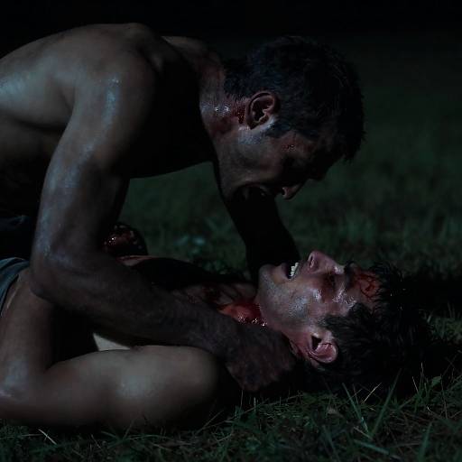 Dark Creature Overpowering Distressed Man