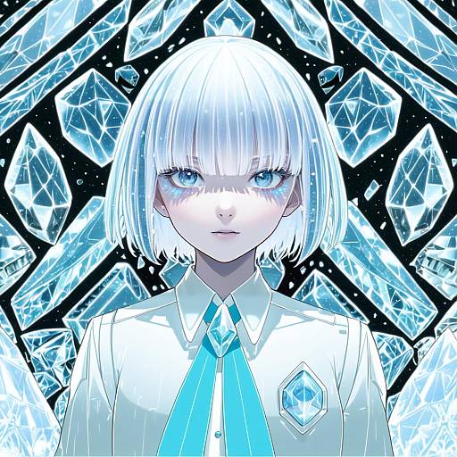 Illustration of Antarcticite, houseki no kuni in the style of Hinata (user rjkt4745)
