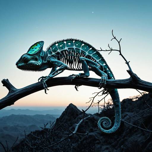 X-Ray Chameleon on Branch at Dawn