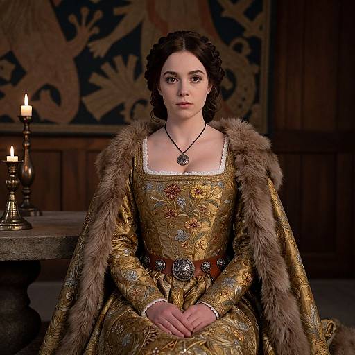 Realistic Noblewoman in Medieval Attire