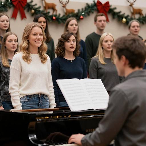 Christmas Choir Rehearsal in Festive Setting