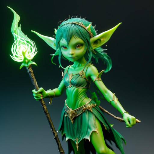 Green Goblin Girl with Magic Staff