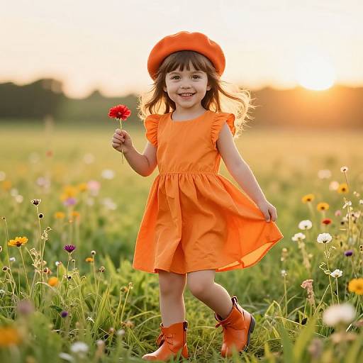 Cheerful Girl in Sunny Meadow