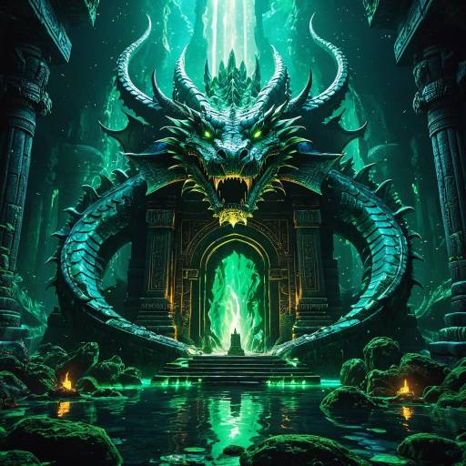 Enchanting Underwater Temple with Serpent Enchanting Underwater Temple with Serpent
