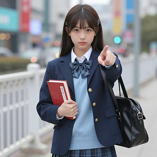Stylish Asian Schoolgirl in Urban Scene