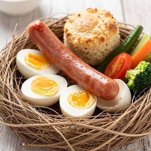 Nested Eggs with Sausage and Veggies