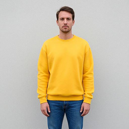 Man in Yellow Sweatshirt Standing