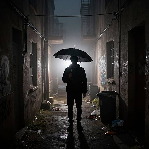 Mysterious Man in Foggy Alley