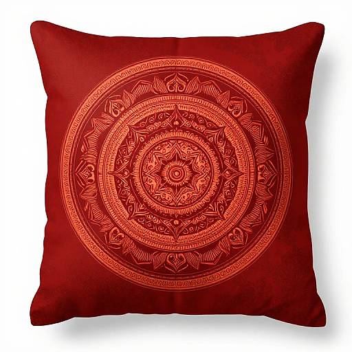 Red Round Mandala Throw Blanket