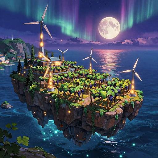 Solarpunk Cliffside Vineyard Cityscape
