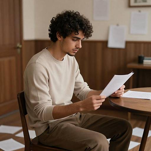 Focused Young Man in a Rustic Study