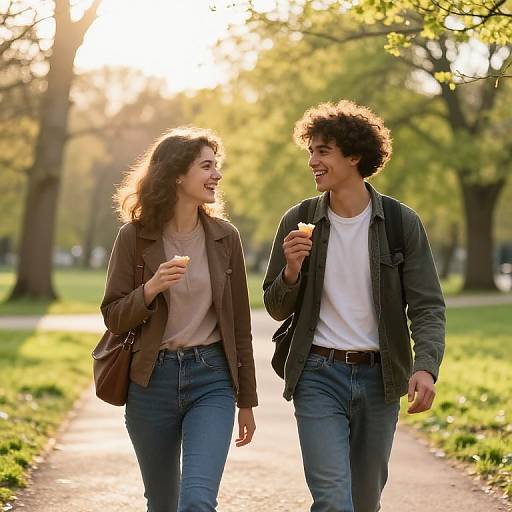 Friends Enjoying Spring Park Walk