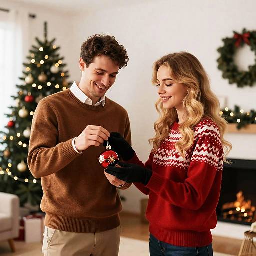 Joyful Couple Celebrating Christmas Together