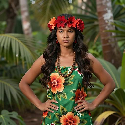 Tropical Hawaiian Portrait with Floral Details