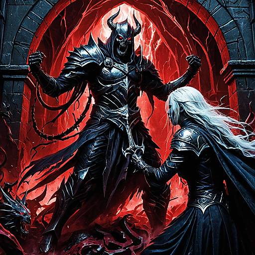 Dark Fantasy Battle in Crimson Catacombs