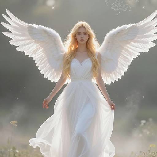 Graceful Female Angel in Ethereal Landscape