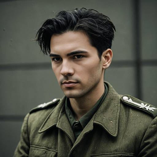 Man in 1940s Military Prisoner Uniform