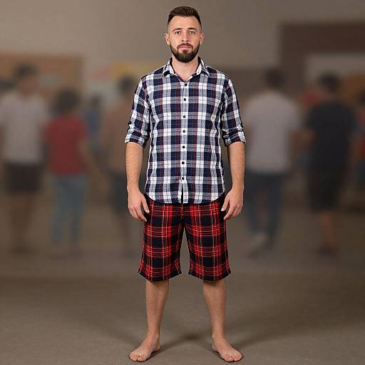 Male in Plaid Shorts Costume