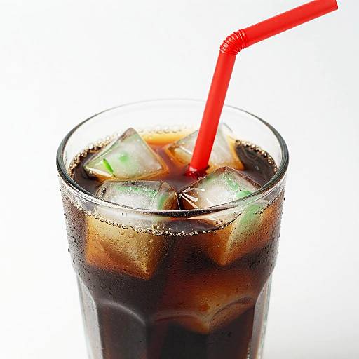 Close-Up Fizzy Drink with Colorful Ice