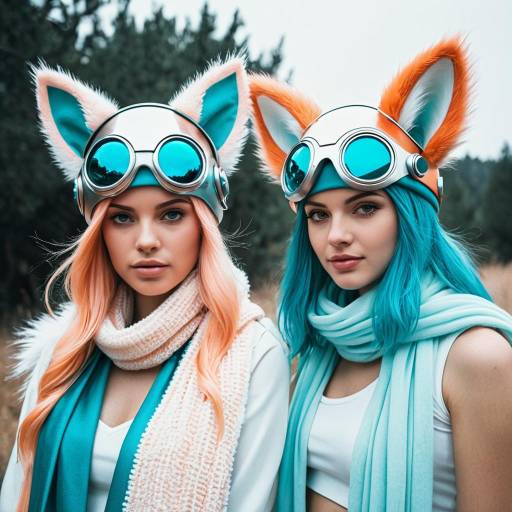 Futuristic Retro Fashion with Fluffy Fox Ears