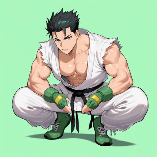 Muscular Male in Dynamic Green Environment Muscular Male in Dynamic Green Environment