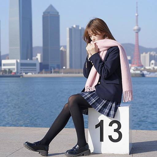 Contemplative Young Woman by the Sea