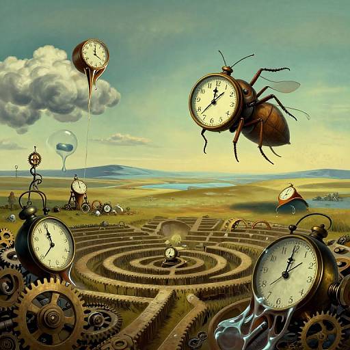 Surreal Melting Clocks Landscape