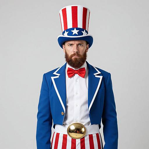 Patriotic Man with Stripe Top Hat