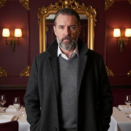 Sophisticated Middle-Aged Man in Elegant Restaurant
