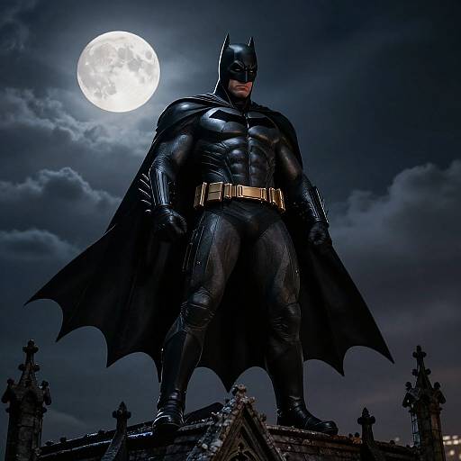 Muscular Batman on Gothic Rooftop