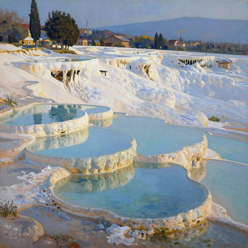 Impressionistic Pamukkale Oil Painting