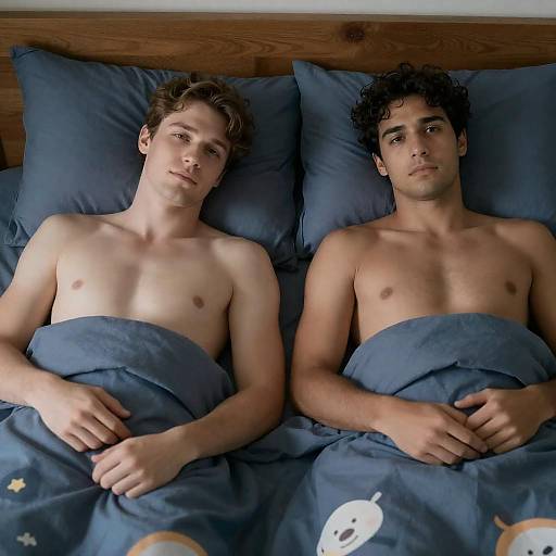 Relaxing Moments: Two Men in Bed