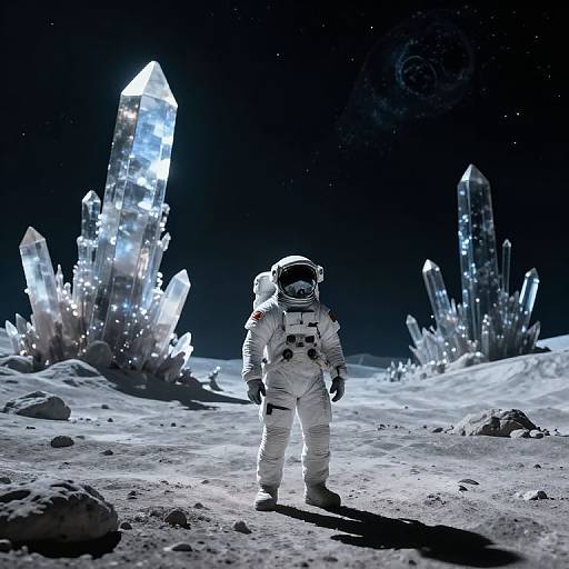 Astronaut on Moonlit Alien Desert
