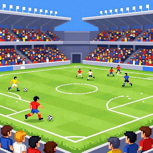 Pixel Art Soccer Stadium Action