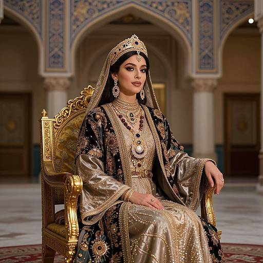 Persian Royal Queen on Golden Throne