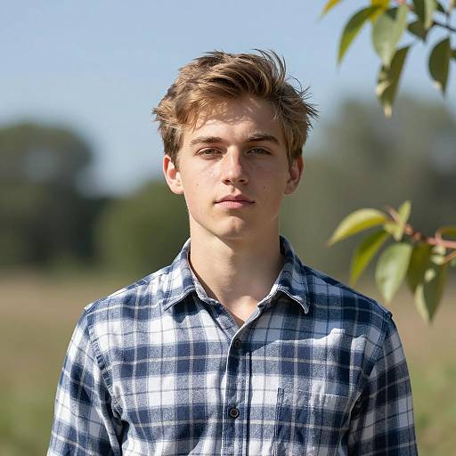 Young Man in Nature with Soft Lighting