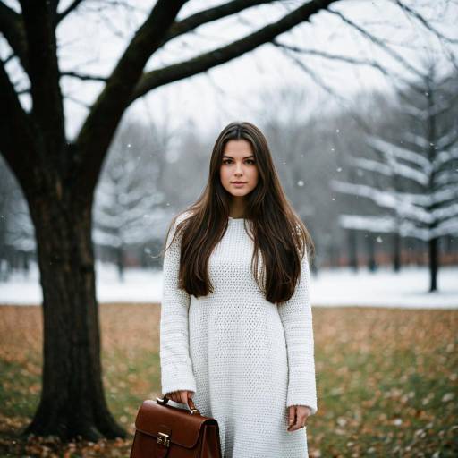 Elegant Winter Dress with Outdoor Scenery