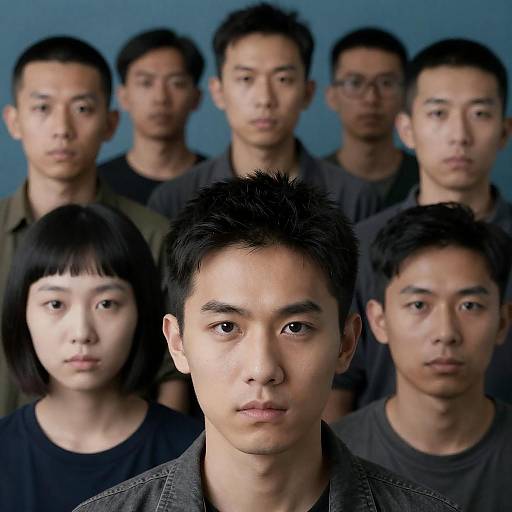 Group of Serious Asian Young Adults