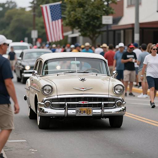 Vintage Beige Chevrolet at Patriotic Parade