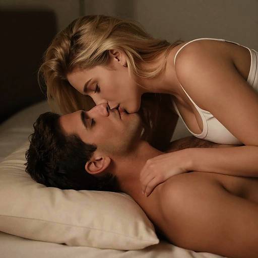 Intimate Moment: Passionate Couple in Bed