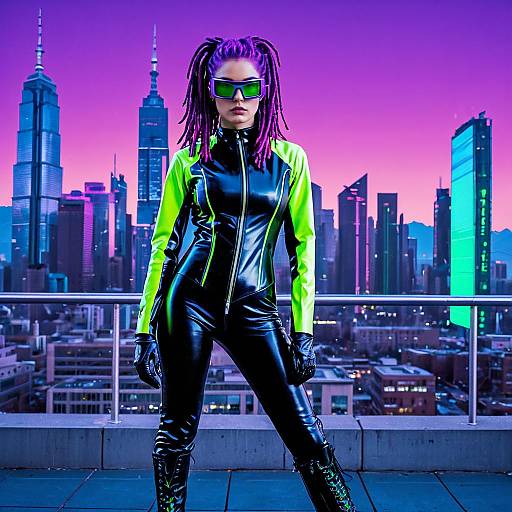 Cyberpunk Warrior in Vaporwave Style