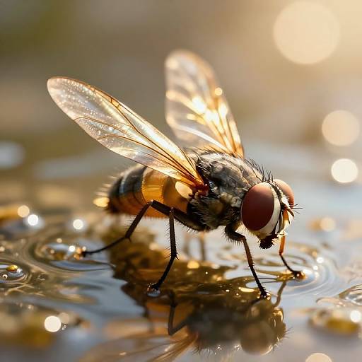 Cyberpunk Fly in Golden Light