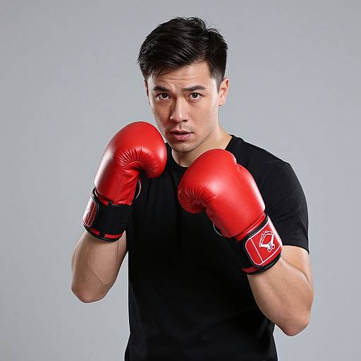 Red Superhero Boxing Gloves Pose