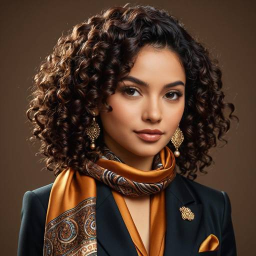 Elegant Middle-Eastern Woman in Silk Scarf and Blazer