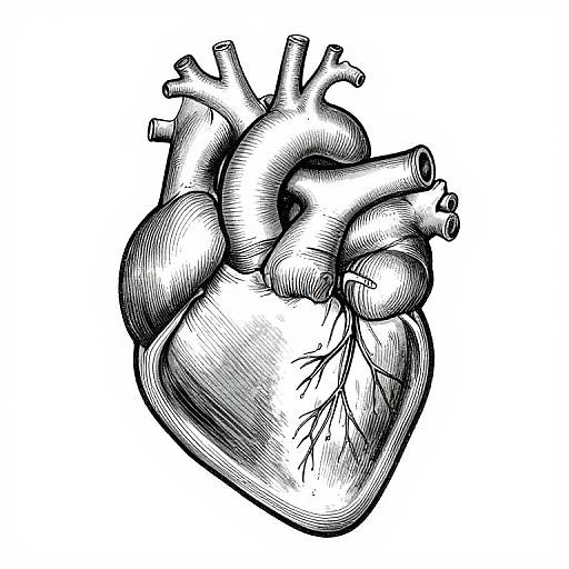 Vintage Black and White Heart Diagram