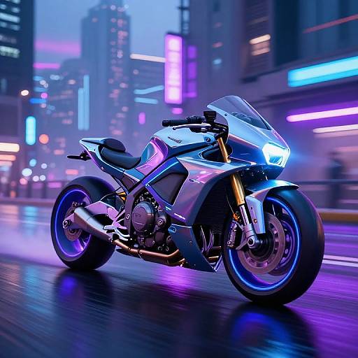 Futuristic Neon Cyberpunk Motorcycle Ride