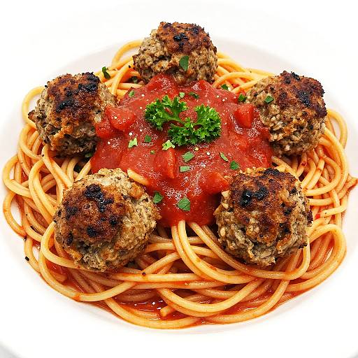 Close-Up Spaghetti with Meatballs